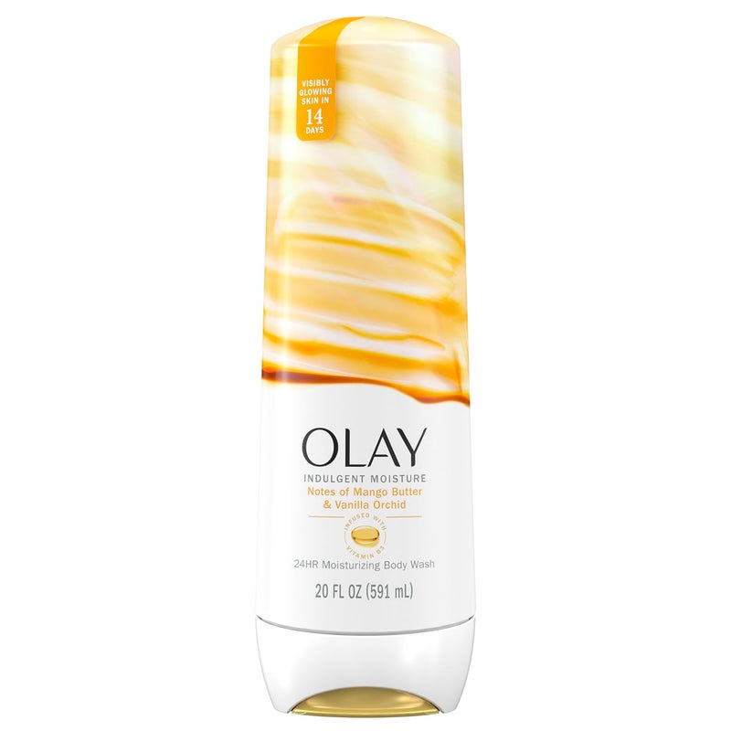 Olay Body Wash for Women Indulgent Moisture 24hr Moisturizing Nourishing Formula Infused with Vitamin B3 Complex Luxurious Fragrances Mango Butter Vanilla Orchid Scent 20 fl oz - Image 1