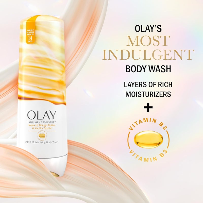 Olay Body Wash for Women Indulgent Moisture 24hr Moisturizing Nourishing Formula Infused with Vitamin B3 Complex Luxurious Fragrances Mango Butter Vanilla Orchid Scent 20 fl oz - Image 5