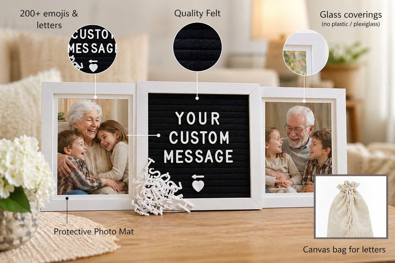 Oak letters Personalized Grandparents Picture Frame Gift from Grandkids – Custom Photo Frame for Grandma, Grandpa, Nana, Poppy, Papa – Double 6x4 Kids Picture Frame with Letter Board - Image 4