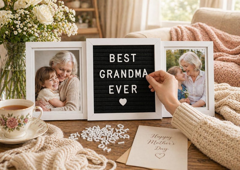 Oak letters Personalized Grandparents Picture Frame Gift from Grandkids – Custom Photo Frame for Grandma, Grandpa, Nana, Poppy, Papa – Double 6x4 Kids Picture Frame with Letter Board - Image 2