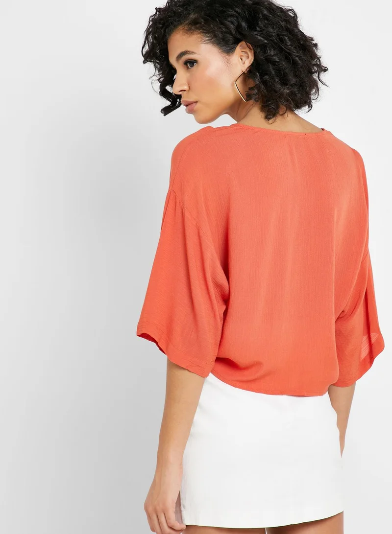 FOREVER 21 Button Through Front Knot Top