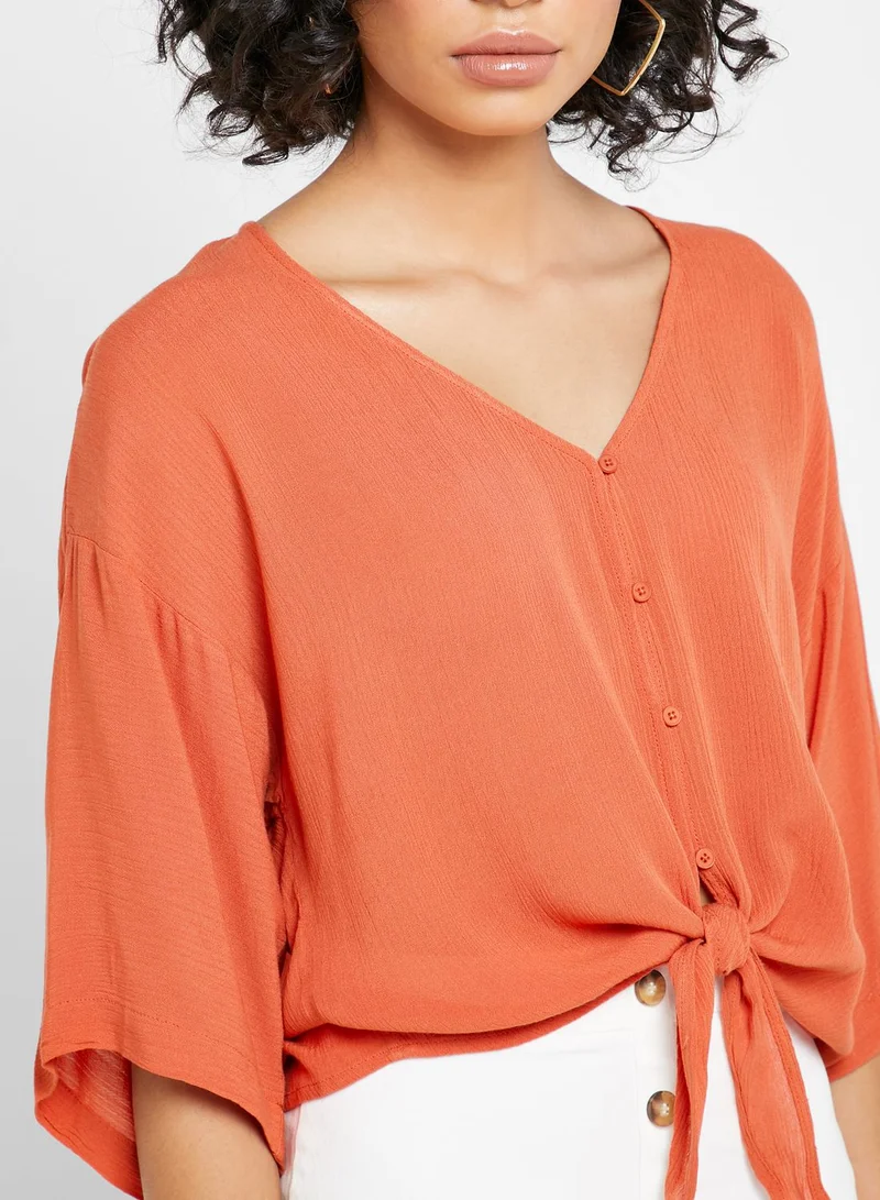 FOREVER 21 Button Through Front Knot Top