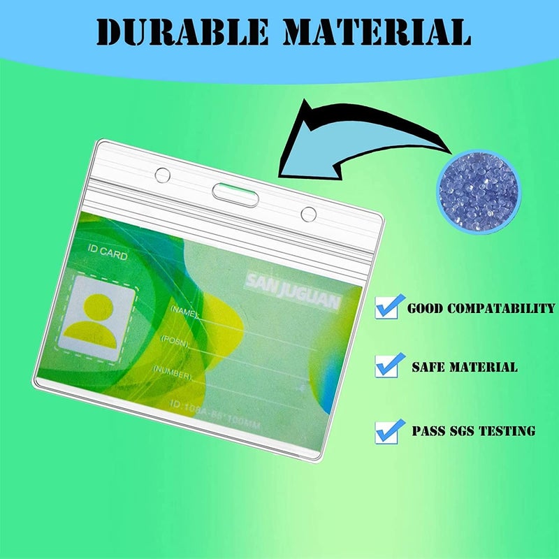 SANJUGUAN Badge Holder (Vertical, 50PCS),ID Badge Holder with Waterproof Resealable Zip Fits 4" x 3" ID Cards, Name Card Holder for Nurses Office - Image 5