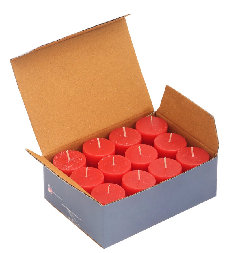Stone & Feather, Small Red Pillar Candle Unscented, Pack of 12, Size 1.5X 2'' Smoke-Less, Burning time 8 Hours for Party, Event Decoration, Diwali, Christmas,Home Decor. - Image 5