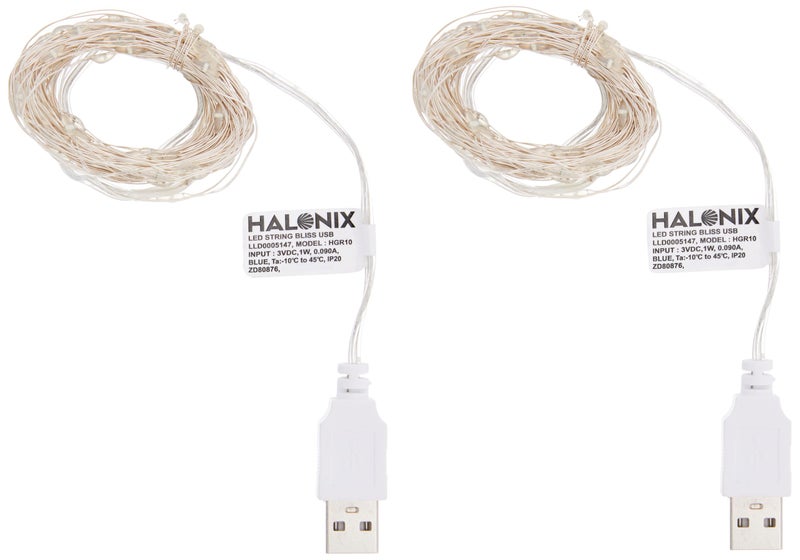 Halonix Copper Bliss 10 Meter Led Rice Light | Decorative Light | Fairy Light | USB Powered | String Light | Diwali Light | Blue| Pack 2 |Diwali Lights for Decoration for Home - Image 4