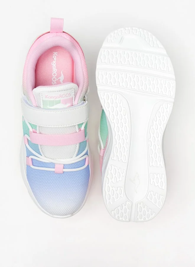 كانغاروس Girls' Ombre Textured Sports Shoes with Hook and Loop Closure