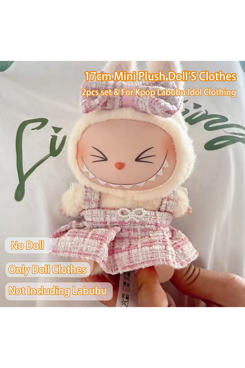 erorex 2pcs set pink D 17cm Mini Plush Doll'S Clothes Outfit Accessories For Korea Kpop Exo Labubu Idol sui - Image 1