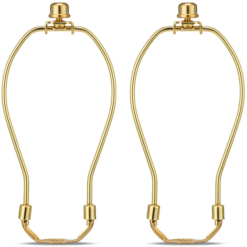 7 Inch Detachable Lamp Shade Harp Holder for Table and Floor Lamps 2 Set Heavy Duty Lamp Shade Bracket with 38 Standard Saddle and Lamp Finial Polished Brass