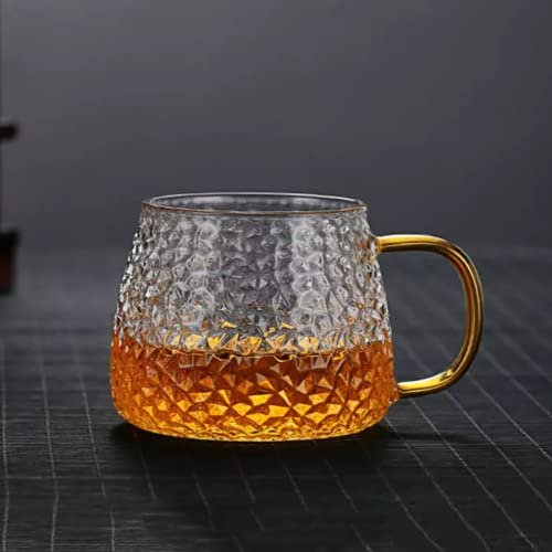 MUAC Glass Tea Coffee Cappuccino Soup Bowl Jumbo Glass Cup Multipurpose Mug with Handle 440ml (Pack Of 4) - Image 4