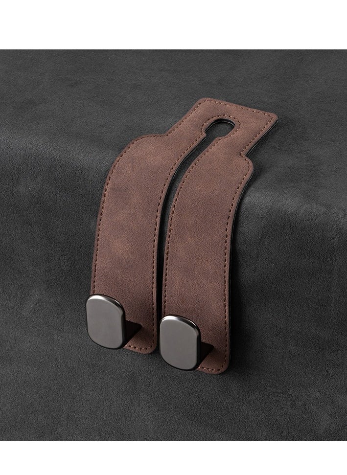 Generic 1 Pcs Car Headrest Leather Hook Vehicle Back Seat Hanger for Purse Groceries Bag（Brown）  - Image 1