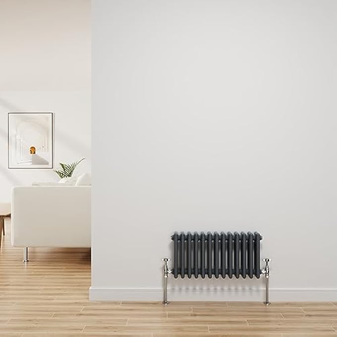 NRG TRADITIONAL RADIATOR ANTHRACITE CAST IRON 3 COLUMN HORIZONTAL CENTRAL HEATING BATHROOM RADIATORS 300X607MM - Image 1
