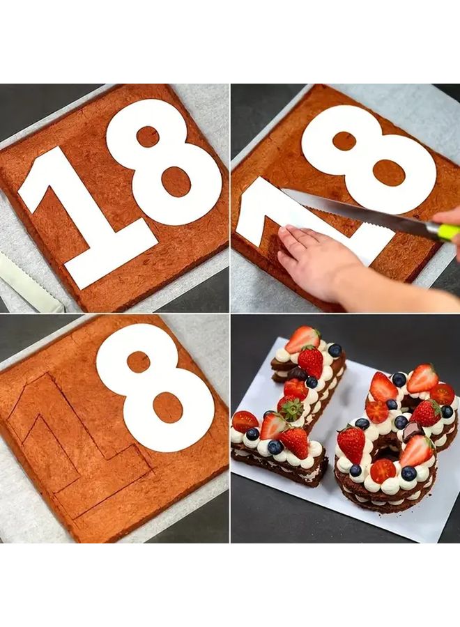 9pcs Set Numbers Cake Stencils 0 8 Number Cake Making Templates 2 6 8 10 12 14 Inches For Baking Cookies Desserts Pastries Decorations 4 Inch Model - Image 5