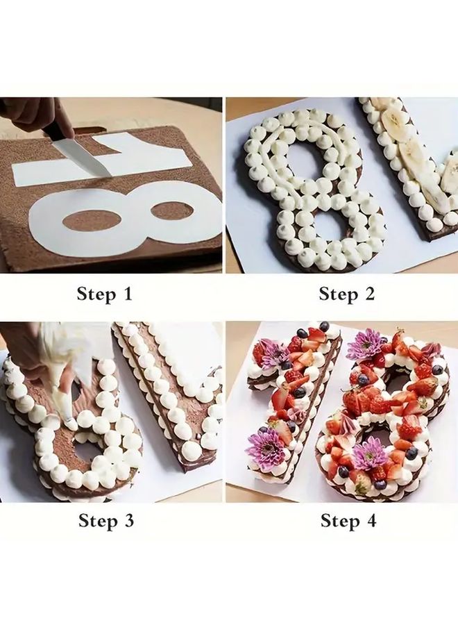9pcs Set Numbers Cake Stencils 0 8 Number Cake Making Templates 2 6 8 10 12 14 Inches For Baking Cookies Desserts Pastries Decorations 4 Inch Model - Image 2