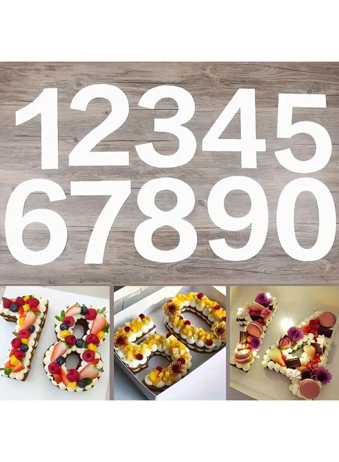 9pcs Set Numbers Cake Stencils 0 8 Number Cake Making Templates 2 6 8 10 12 14 Inches For Baking Cookies Desserts Pastries Decorations 4 Inch Model - Image 1