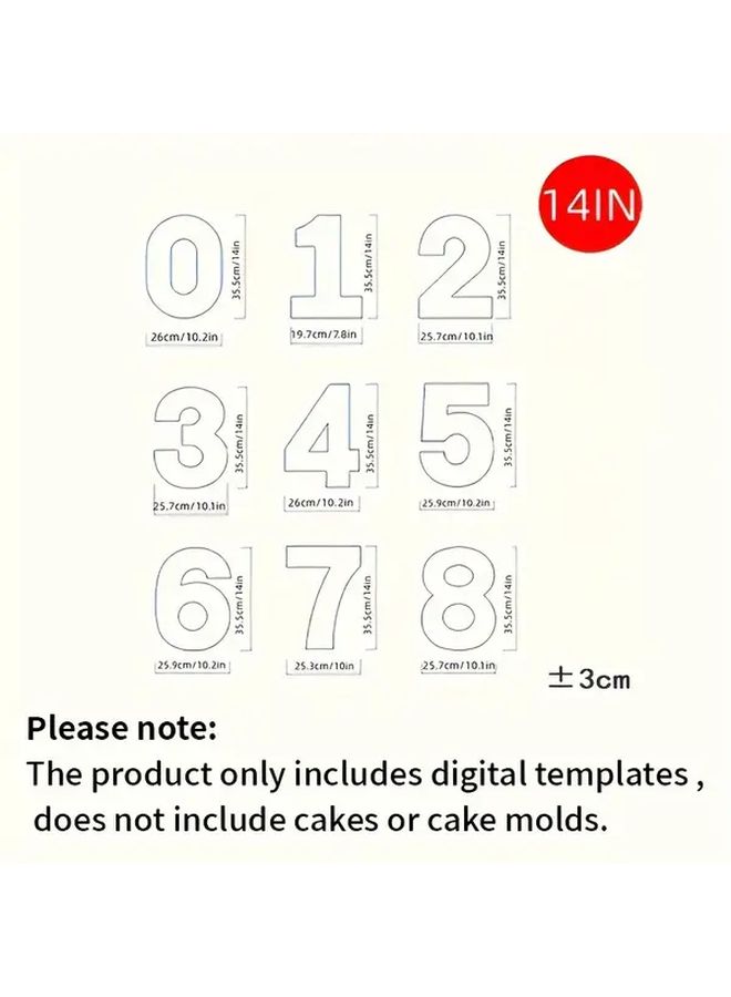 9pcs Set Numbers Cake Stencils 0 8 Number Cake Making Templates 2 6 8 10 12 14 Inches For Baking Cookies Desserts Pastries Decorations 4 Inch Model - Image 3