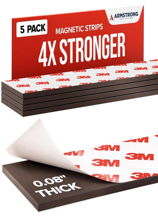 NextClimb Flat Magnetic Tape Strips Extra Strong Magnet and Adhesive Tape - Perfect for Teachers, Crafts and DIY Projects (5-Pack (1 x 5.8in) 3M Adhesive) - Image 1