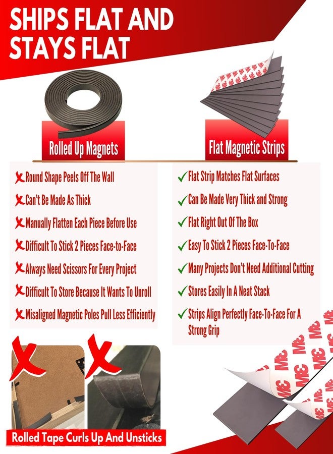NextClimb Flat Magnetic Tape Strips Extra Strong Magnet and Adhesive Tape - Perfect for Teachers, Crafts and DIY Projects (5-Pack (1 x 5.8in) 3M Adhesive) - Image 3
