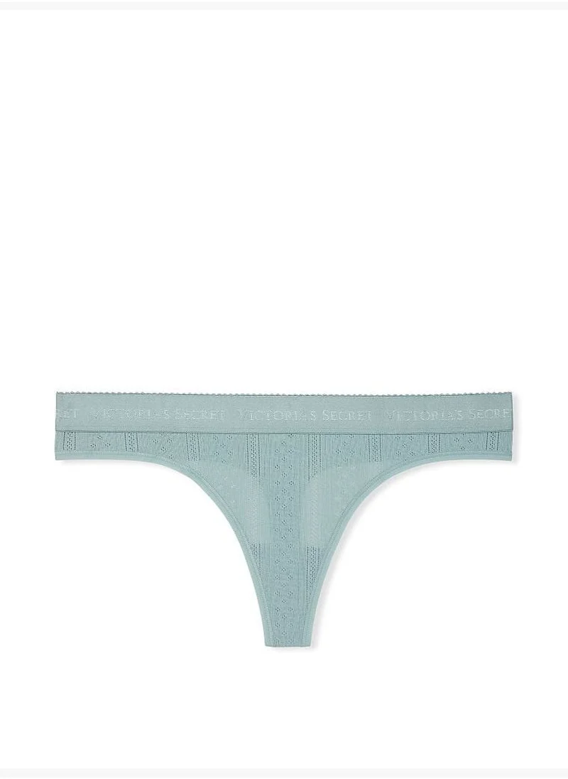Victoria's Secret Logo Waist Pointelle Thong Panty