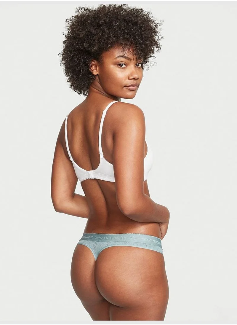 Victoria's Secret Logo Waist Pointelle Thong Panty
