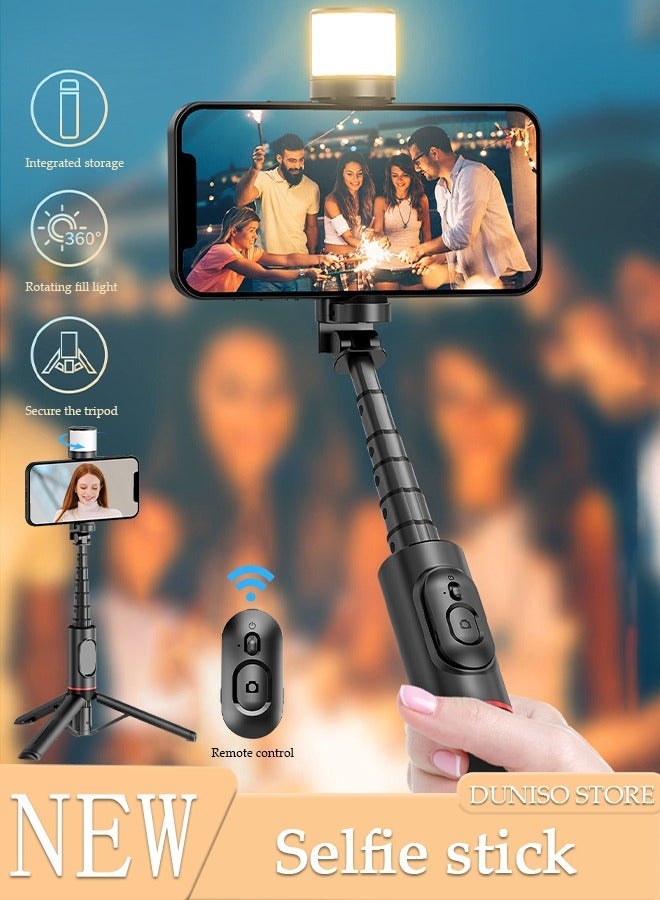 DUNISO Selfie Stick, All-in-1 Extendable Cell Phone Tripod Stand,360° Rotate Phone Tripod with Wireless Remote Shutter and Fill Light,Group Selfies/Live Streaming/Video Recording Compatible with All Phones - Image 1