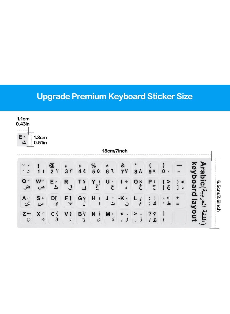 Captaintech Arabic Keyboard Stickers Arabic-English Keyboard Letters Replacement Stickers Black Background with White Font for Computer Laptop Notebook Desktop Matte Arabic Keyboard Alphabet Stickers  - Image 3