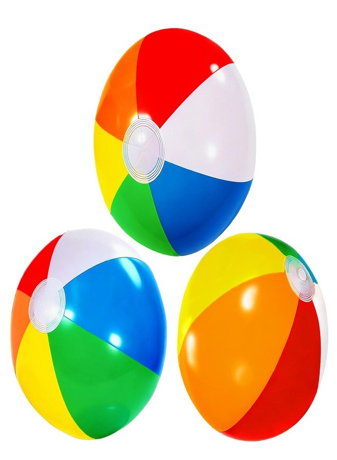 WSepascI Beach Balls, 3 Pack Rainbow Beach Ball, 20 Inch Large Rainbow Inflatable Pool Beach Balls for Swimming Pool Water Games Summer Beaches Party Decorations Supplies - Image 1