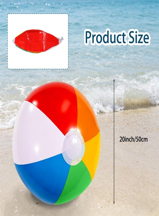 WSepascI Beach Balls, 3 Pack Rainbow Beach Ball, 20 Inch Large Rainbow Inflatable Pool Beach Balls for Swimming Pool Water Games Summer Beaches Party Decorations Supplies - Image 2