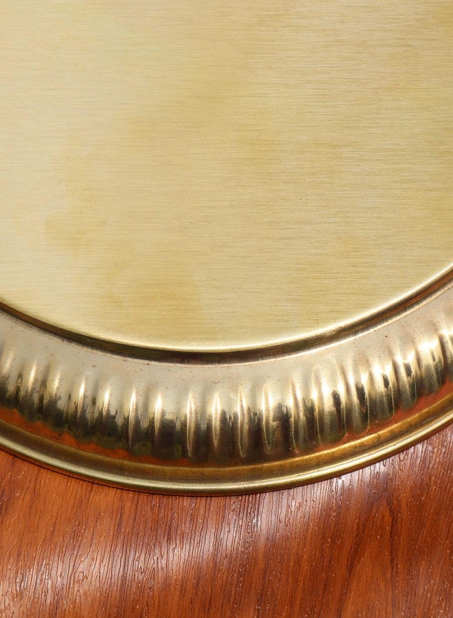 بيور سورس انديا صينية بوجا مصنوعة يدوياً من النحاس الأصفر بتصميم زهور بارزة من Pure Source India، طبق ميناكاري بيتال آرتي يستخدم في الطقوس الهندوسية مثل البوجا، كاروا تشاوث، راخي، ديوالي، هدايا تذكارية (10 بوصات) - Image 5