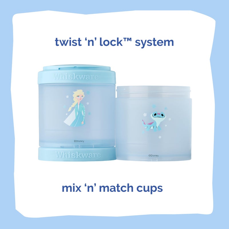 Whiskware Disney Princess Frozen, Stackable Snack Containers for Kids, 3 Stackable Snack Cups for School or Travel, Formula and Cupholder Friendly, Elsa and Bruni - Image 2