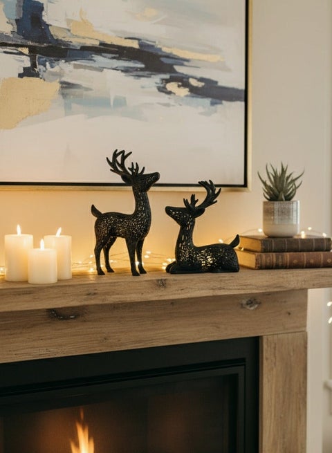 2 Pcs Home Decore Artistic Sculpture Graceful Deer Decoration for houses