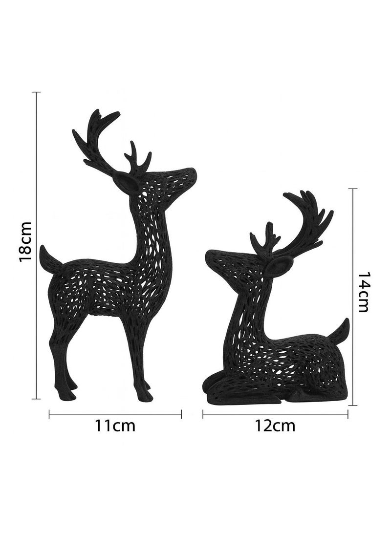 أخوة ثلاثي الأبعاد مجموعة من 2 قطعة تحفة فنية جمال الغزال ديكور منزلي النحت الفني ديكور الغزلان للمنازل - Image 3