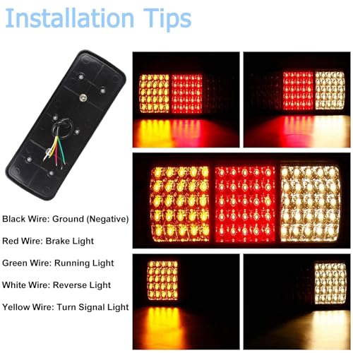 VINAUO 75 LED Trailer Lights, Turn Signal Running Brake Reverse LED Trailer Lights, Waterproof IP68 Taillight for Boat Utility Kit Truck RV Camper UTV UTE Vans (Pack of 2) - Image 3
