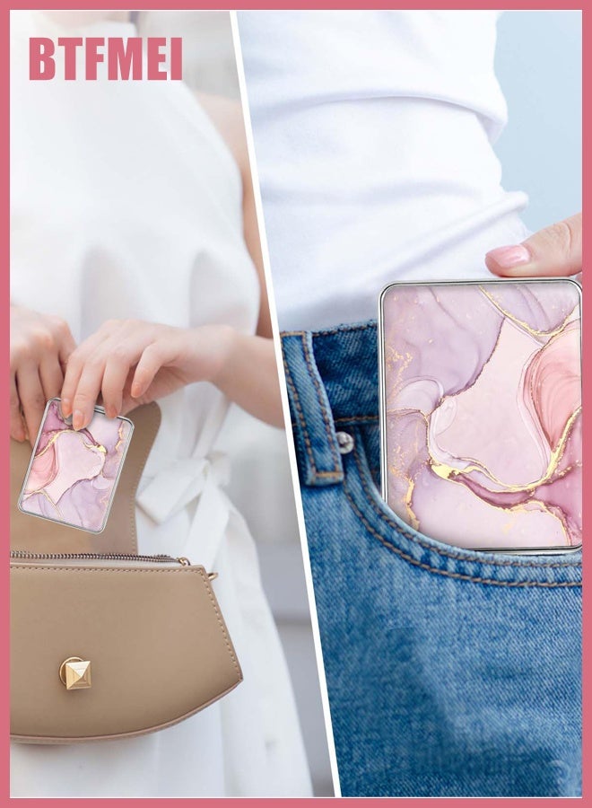 بتفمي مرآة مكياج صغيرة محمولة، مرآة تجميل مدمجة قابلة للطي بغطاء جلدي PU، مرآة مزدوجة الجانبين مع تكبير للسفر والحقيبة ولمسات المكياج اليومية، مرآة تجميل مصغرة للنساء والفتيات - Image 5