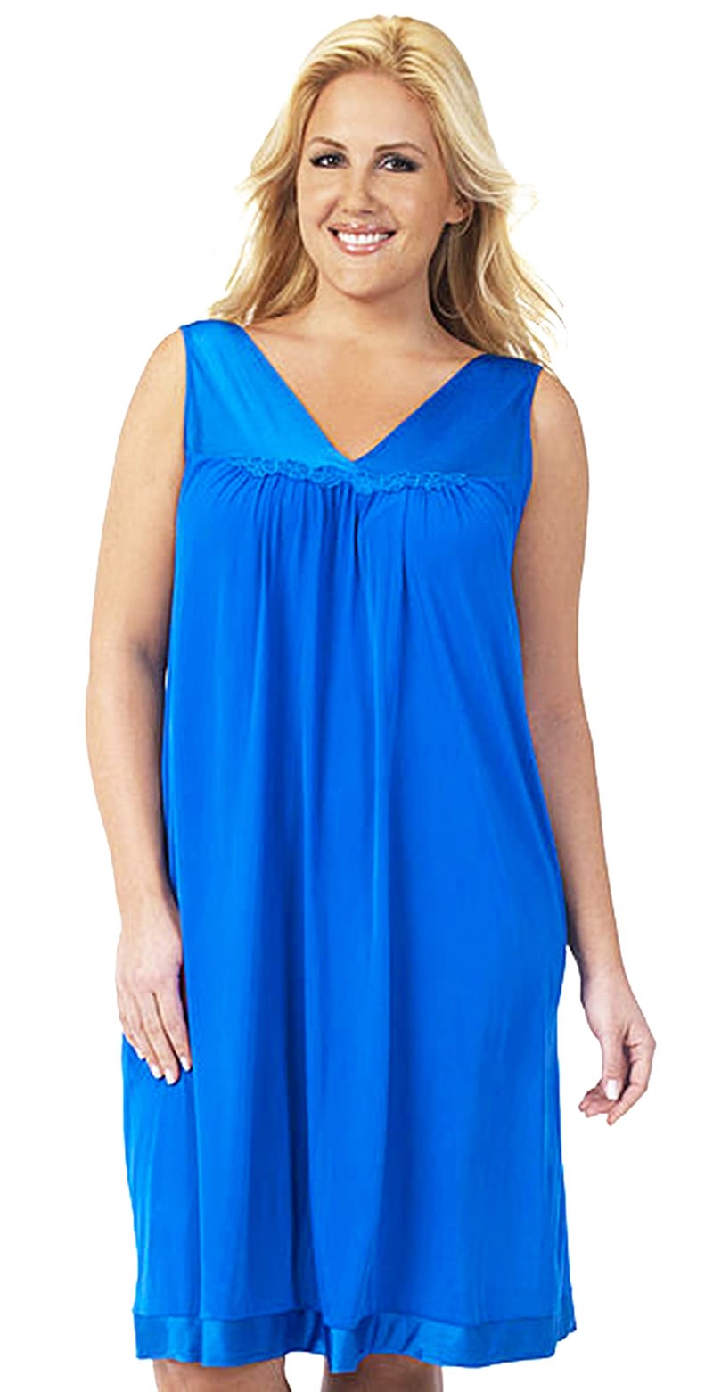 Exquisite Form Women's 30107 Nylon Tricot Sleeveless Short Knee Length Nightgown - Image 1
