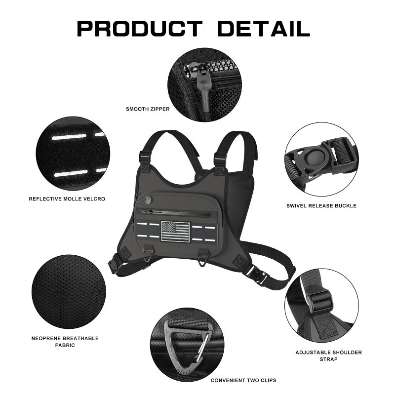 Dzanwo Sports Chest Bag For Men Women, Running Vest Bag With Built,Phone Holder For Workouts&Ski&Cycling&Hiking,Motorcycle Accessories - Image 4