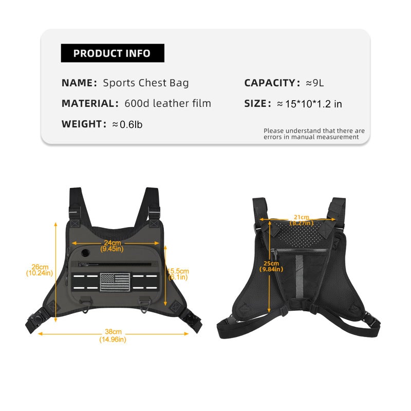 Dzanwo Sports Chest Bag For Men Women, Running Vest Bag With Built,Phone Holder For Workouts&Ski&Cycling&Hiking,Motorcycle Accessories - Image 5