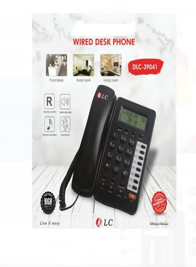 Generic DLC-39041 Wired Desk Phone for Office Hotel and Living Room Black 