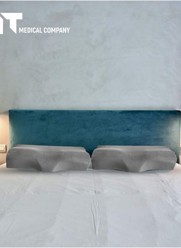 HT - Anti-Snoring Memory Foam Pillow, Comfortable Orthopedic Pillow for Neck Support and Shoulder Pain Relief, Side Sleeping Pillow with Washable Cover, by HT, Gray - Image 1