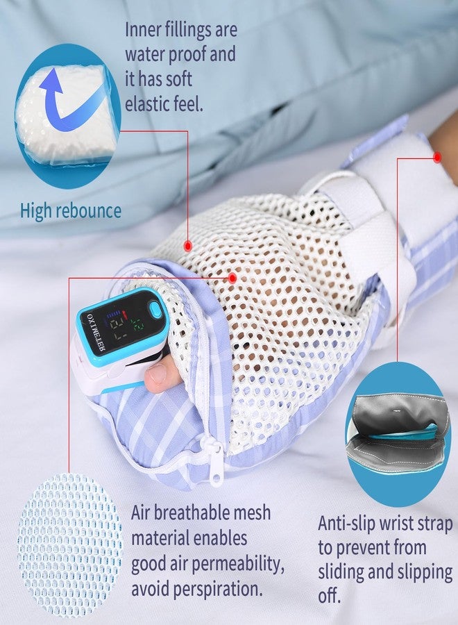 Ehucon Dementia Restraint Gloves Zipper Opening for Prevent Scratching Harm,Control Mitts for Elderly, Fingers Protection Dementia Products, Breathable,Reusable and Washable - 2Pcs - Image 3