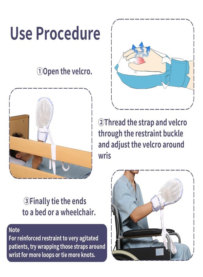 Ehucon Dementia Restraint Gloves Zipper Opening for Prevent Scratching Harm,Control Mitts for Elderly, Fingers Protection Dementia Products, Breathable,Reusable and Washable - 2Pcs - Image 4