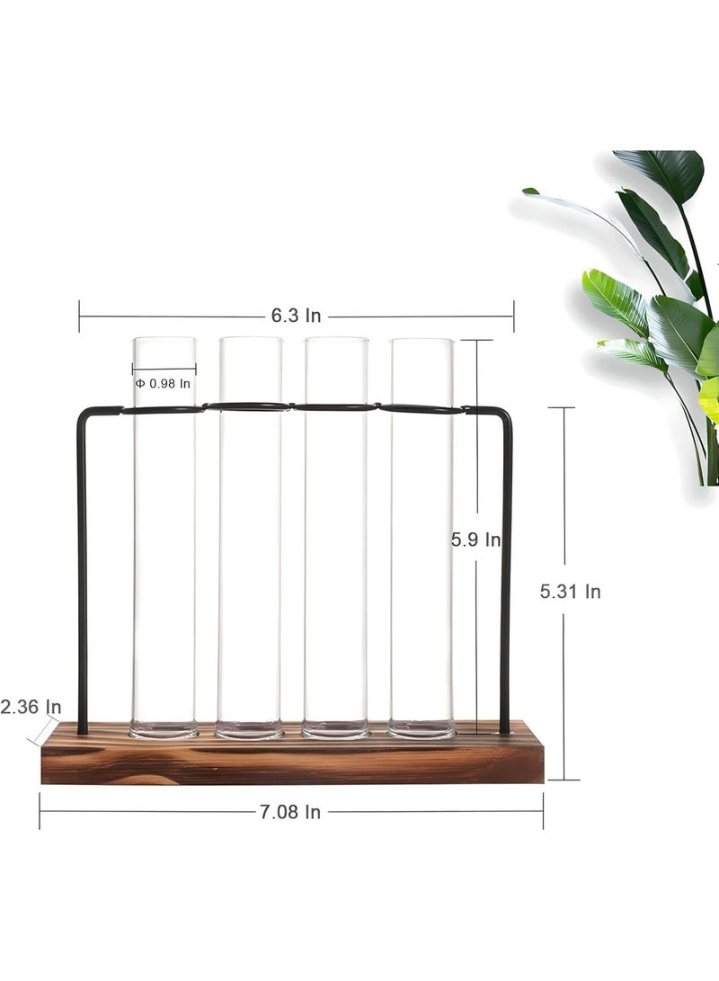 ChicAbode Plant Propagation Station, Desktop Glass Plant Propagation Station, Plant Terrarium with Wooden Stand, Air Planter Test Tubes Vase for Indoor Live Hydroponics Plants(5 Test Tubes, 1 Brush) - Image 4