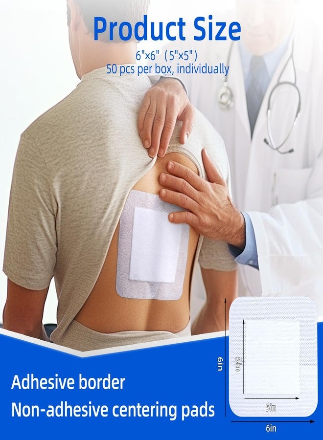 Niceful 50Pcs Adhesive Gauze Island Dressing 6"x6", Water-Resistant Wound Dressing, Sterile & Absorbent Medical Grade Dressing Pad First Aid Dressing Pads - Image 2