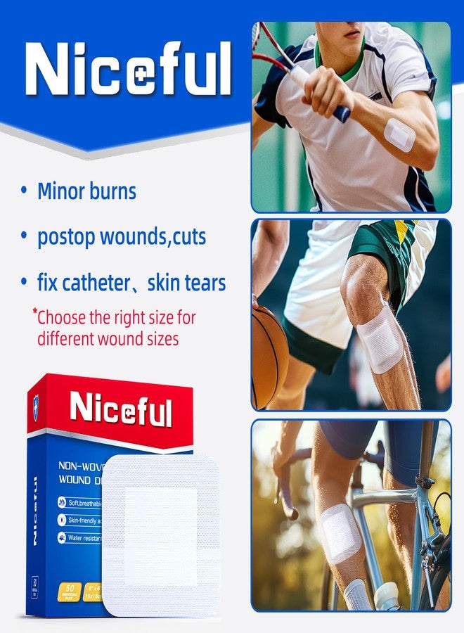 Niceful 50Pcs Adhesive Gauze Island Dressing 6"x6", Water-Resistant Wound Dressing, Sterile & Absorbent Medical Grade Dressing Pad First Aid Dressing Pads - Image 5