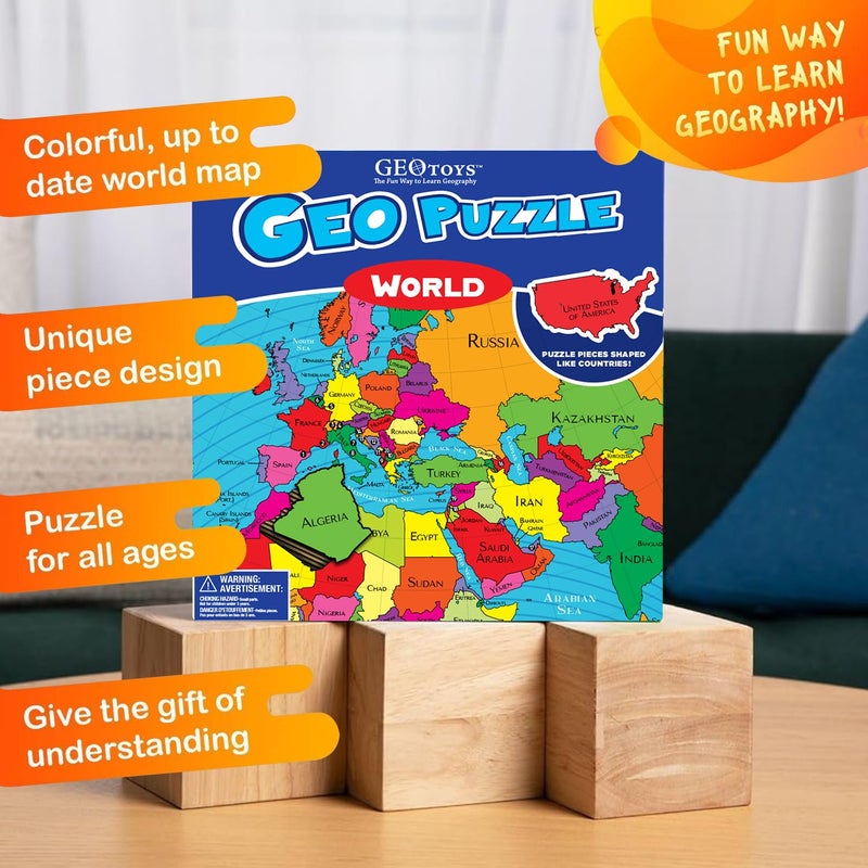 GeoToys GeoPuzzle, World Shaped Jigsaw Puzzles, 68 Pc Geography Puzzle, Geography Game & Map Puzzle, Jigsaw Puzzles for Kids Ages 6-9 Years Old, Stocking Stuffers for Kids - Image 3