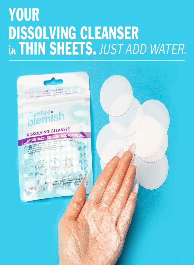 Bye Bye Blemish Dissolving Cleanser Sheets - Witch Hazel Oil-Control Face Wash, Water-Activated Facial Paper Soap for Acne-Prone Skin, Removes Dirt & Excess Oil, 50 pcs - Image 2