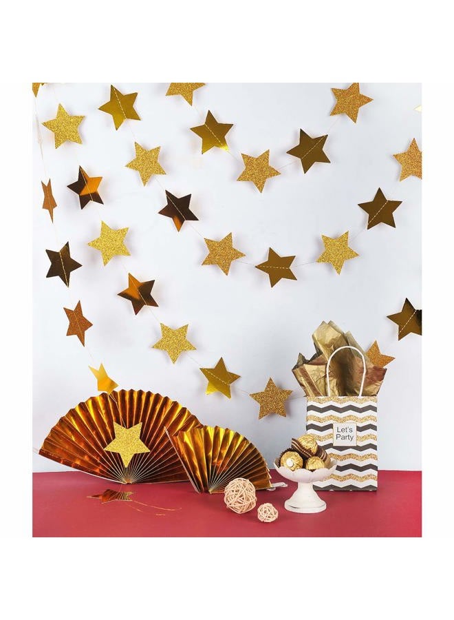Weven Gold Glitte Star Garland Reflective Paper Party Streamers Twinkle Star Banner Backdrop for Wedding Baby Shower Nursery Graduation Party Decoration Supplies, 3" in Diameter, 20 Feet in Total - Image 4