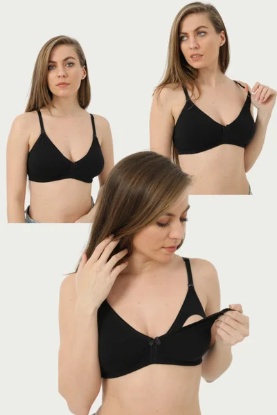 ارما يلدز Set of 3 Black Maternity Bra Uncovered Cotton Lycra