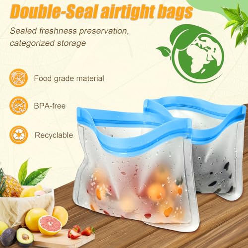 swihorab 10 Pack Reusable Silicone Food Storage Bags, Leakproof Dishwasher Safe Reusable Freezer Bags for Food Containers, Lunch Bags for Sandwich, Snack, Marinate Meat, Salad Fruit - Image 4