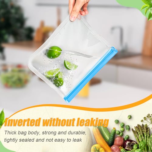 swihorab 10 Pack Reusable Silicone Food Storage Bags, Leakproof Dishwasher Safe Reusable Freezer Bags for Food Containers, Lunch Bags for Sandwich, Snack, Marinate Meat, Salad Fruit - Image 3