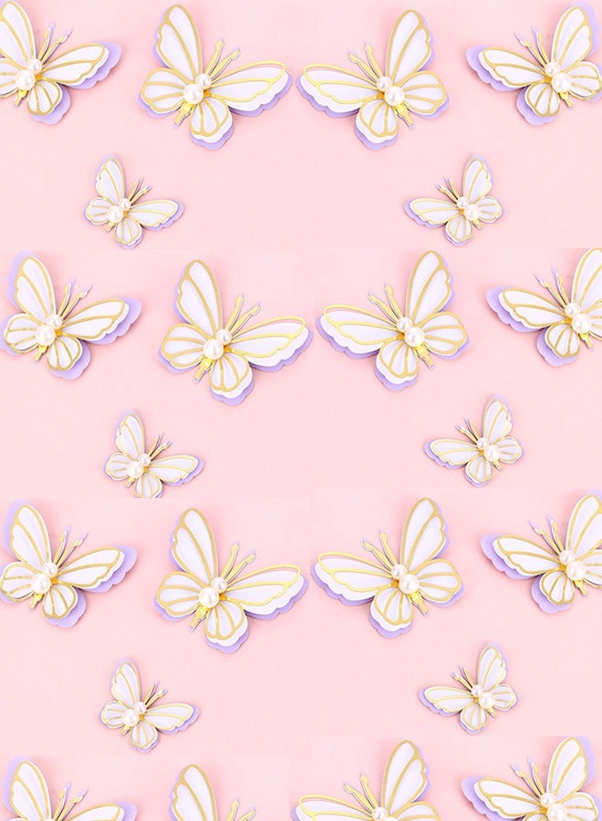 6 Pcs Pearl Butterfly 3D Cake Toppers Kit, Purple Princess Fairy party Supplies, Cupcake Toppers Picks, Decoration for Birthday Baby Shower Wedding Theme Party, Wedding Party Supplies (Purple)  - Image 5